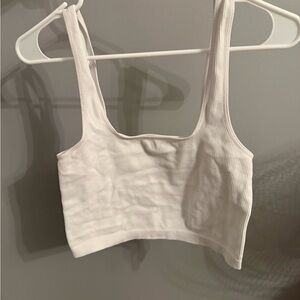 White Ribbed Crop Top